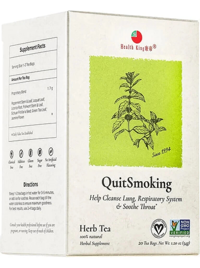 Health King Quit Smoking Herb Tea, 20 Tea Bags - Sealed - Exp 08/27