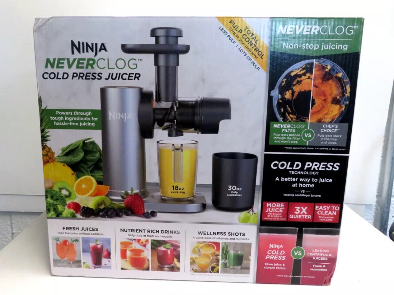 Ninja NeverClog Cold Press Juicer Stainless Steel JC151 X fruit veg SEALED✅‼️