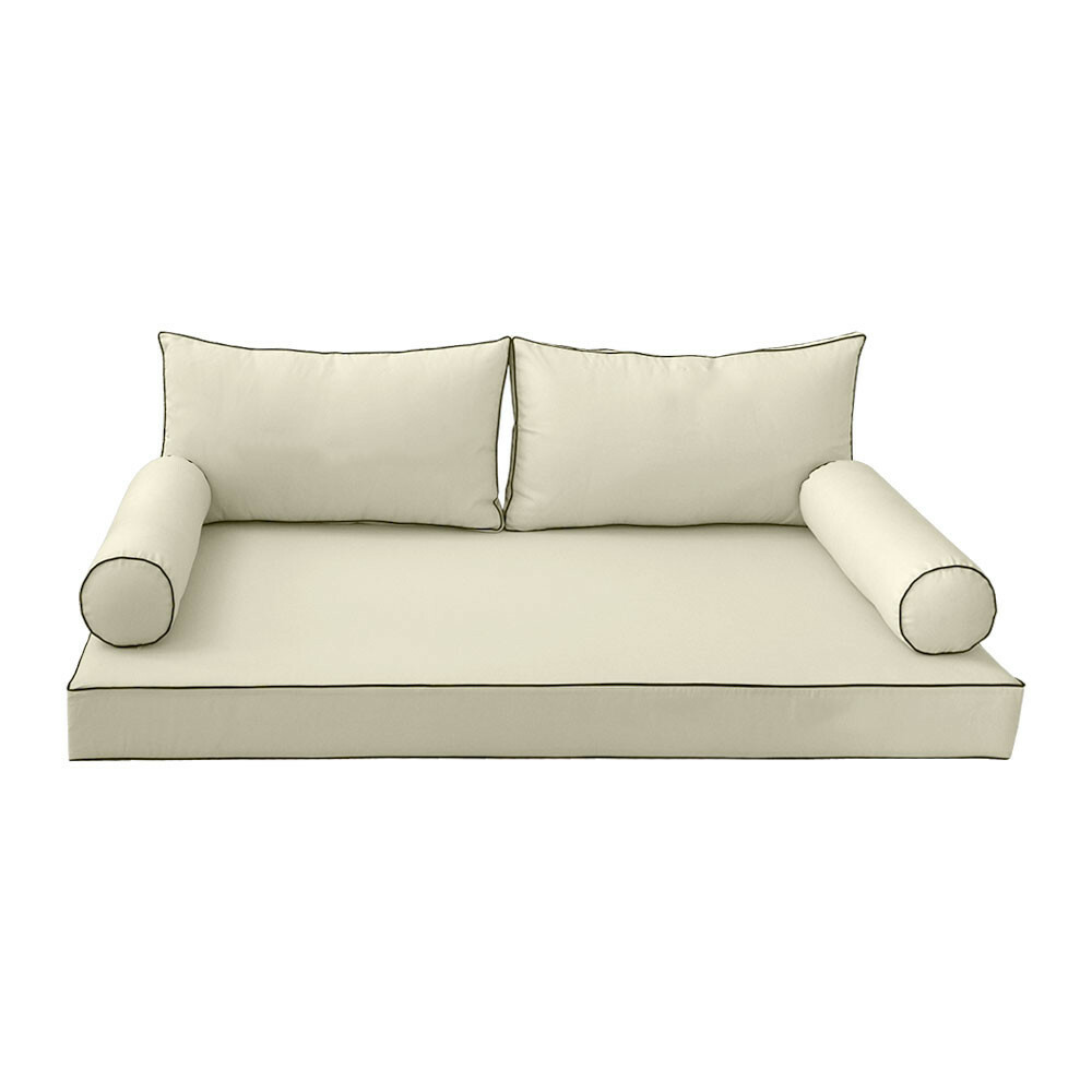 COVER ONLY-Style2 Daybed Mattress Bolster Pillow Covers Contrast Trim Full-AD005
