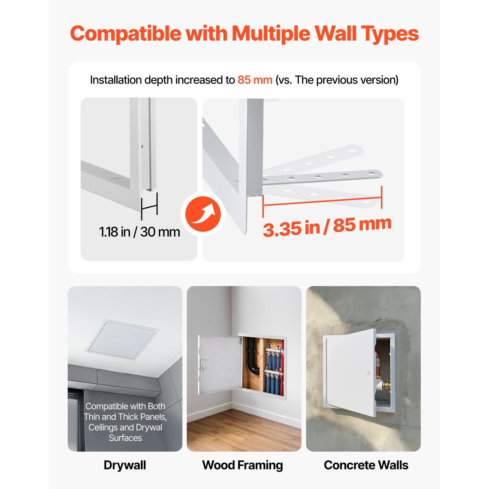Galvanized Access Panel for Drywall/Ceiling — 15.2x15.2in, 14.4in Cutout, White