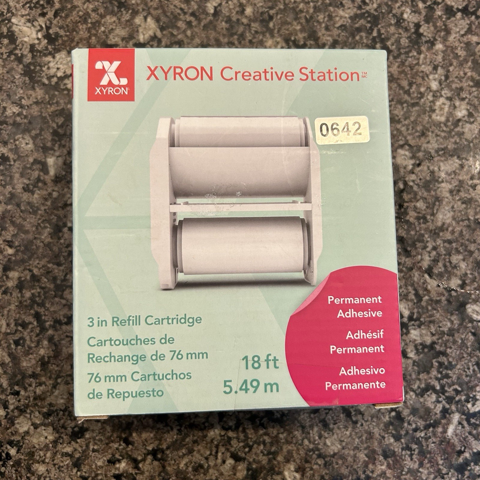 Xyron Creative Station PERMANENT ADHESIVE 3" x 18' Refill Cartridge New in Box