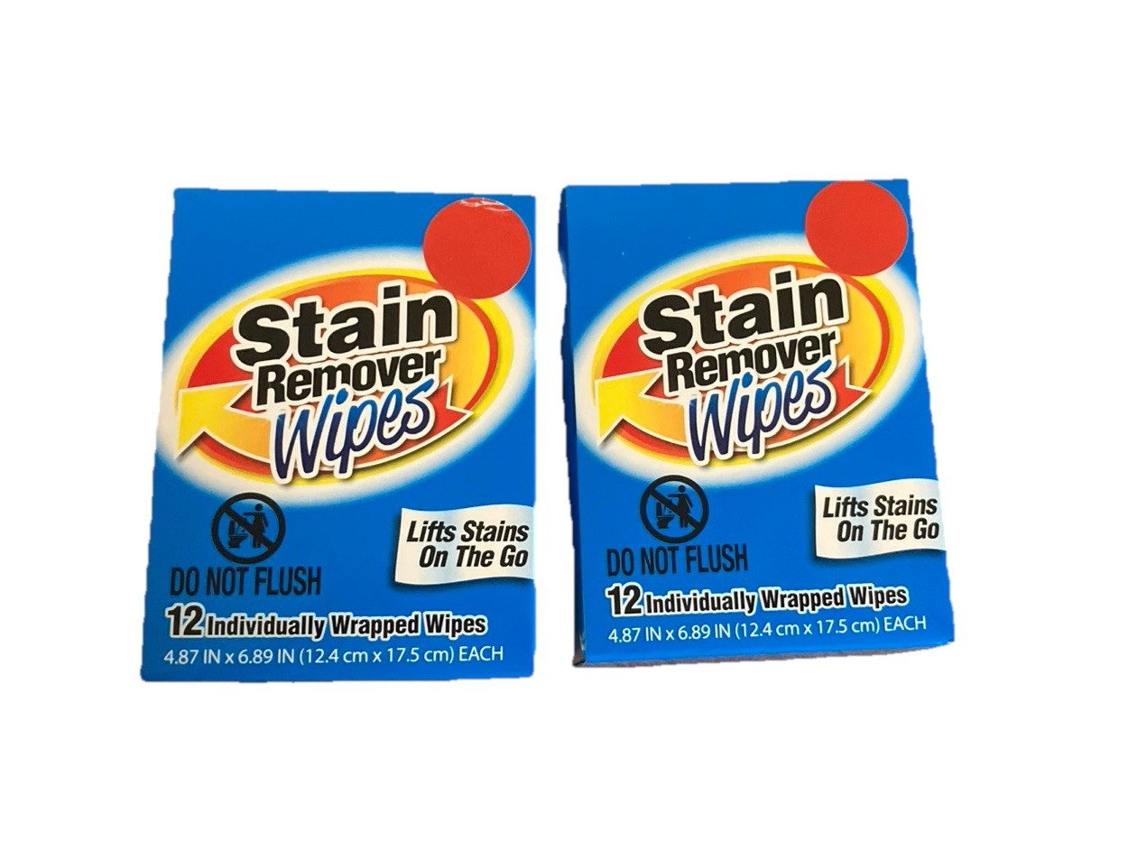 2CT Stain Remover Wipes On The Go for Clothes & Fabric EDC Travel EDC Car Office