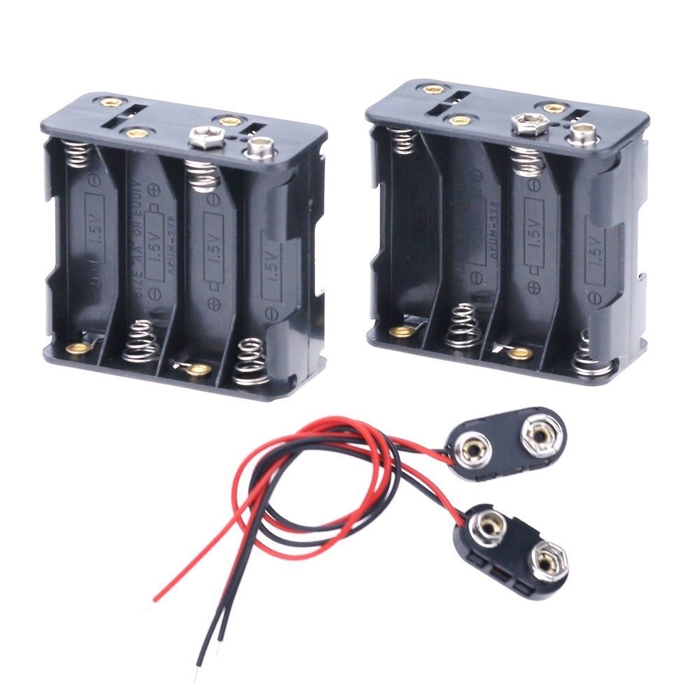 Hilitchi 2Set 8 x AA Thicken Battery Holder and T Type Wired Battery Clip Sta...