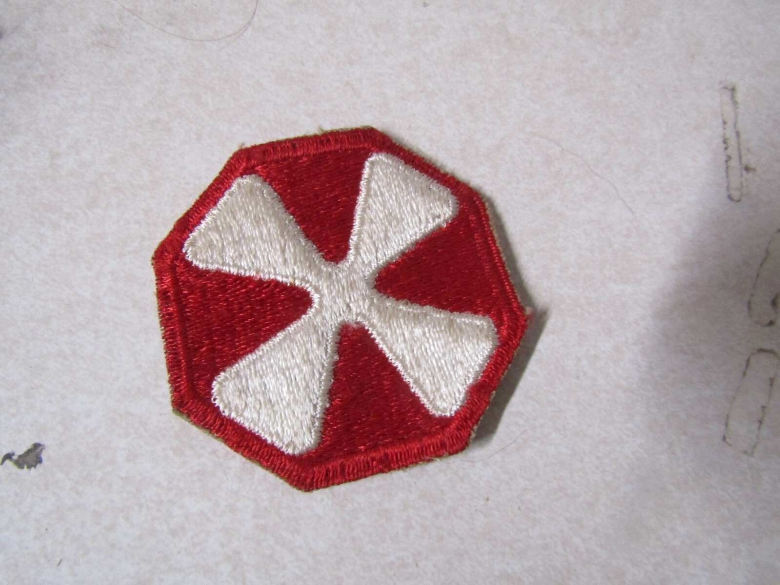 MILITARY PATCH OLD ORIGINAL WW2 ERA US ARMY 8TH ARMY #1