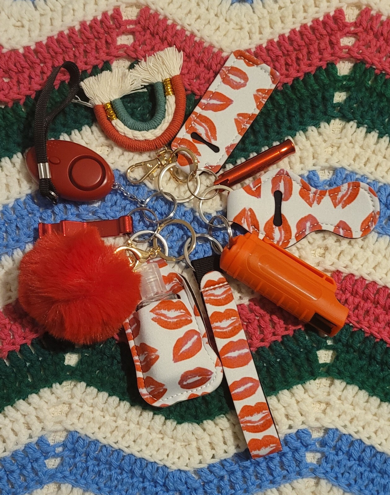 Safety Keychain New 10 Pieces Pepper Spray Alarm Whistle Red Lips Security