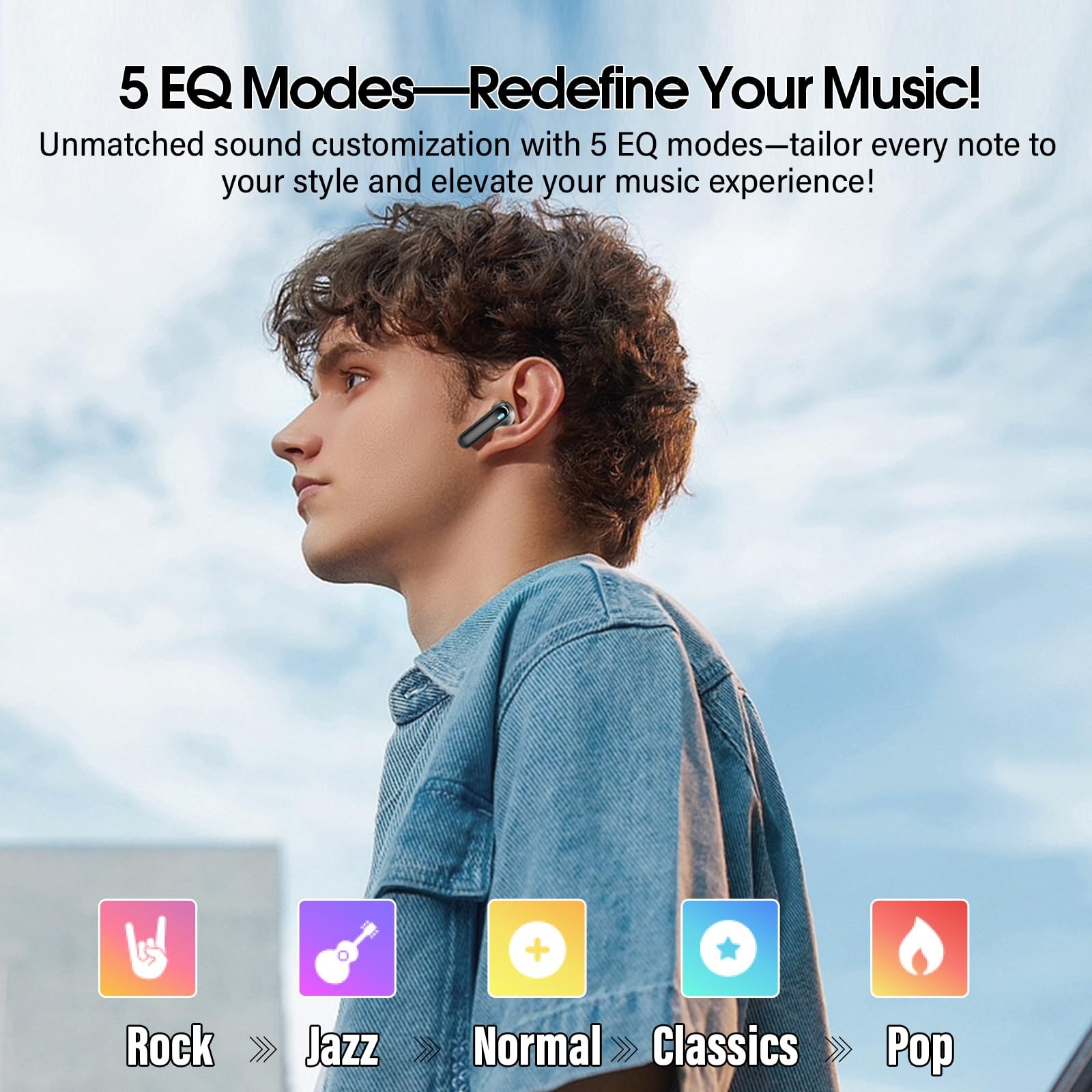 Wireless Earbuds, Bluetooth 5.4 Headphones Multi-Function Touch Screen