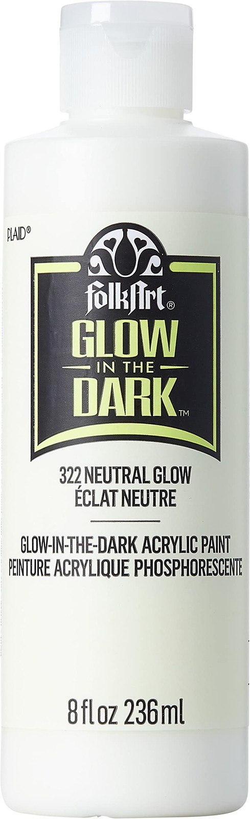 FolkArt glow in the dark Acrylic paint, 8 oz, 8 Fl Oz (Pack of 1), Neutral