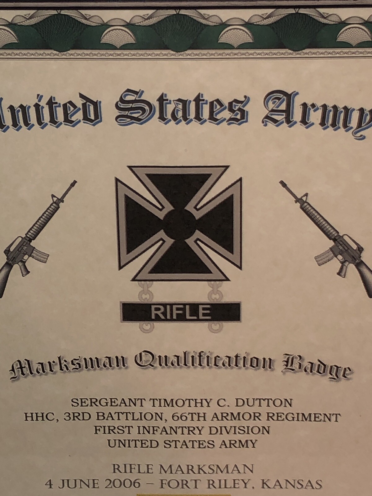 ARMY - MARKSMAN RIFLE QUALIFICATION BADGE PRINT / w/Free Custom Printing