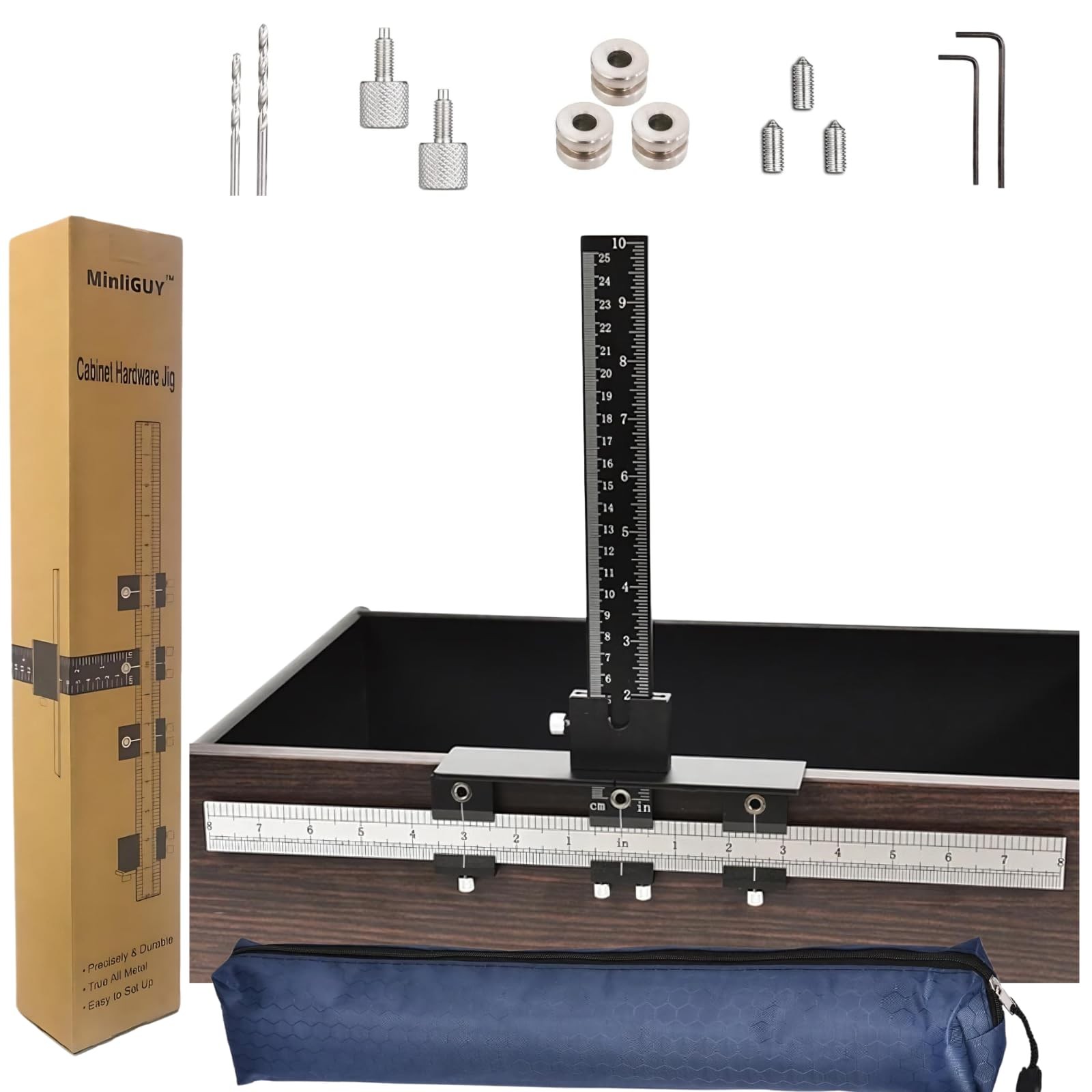 Cabinet Hardware Jig All Metal, with Φ5mm & Φ4mm Drilling Hole, Aluminum Allo...