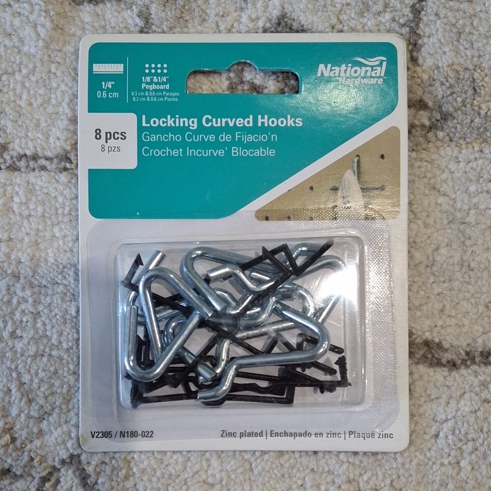 National Hardware Pegboard Hook Assortment Locking Hooks Loop Steel - 79 Pieces