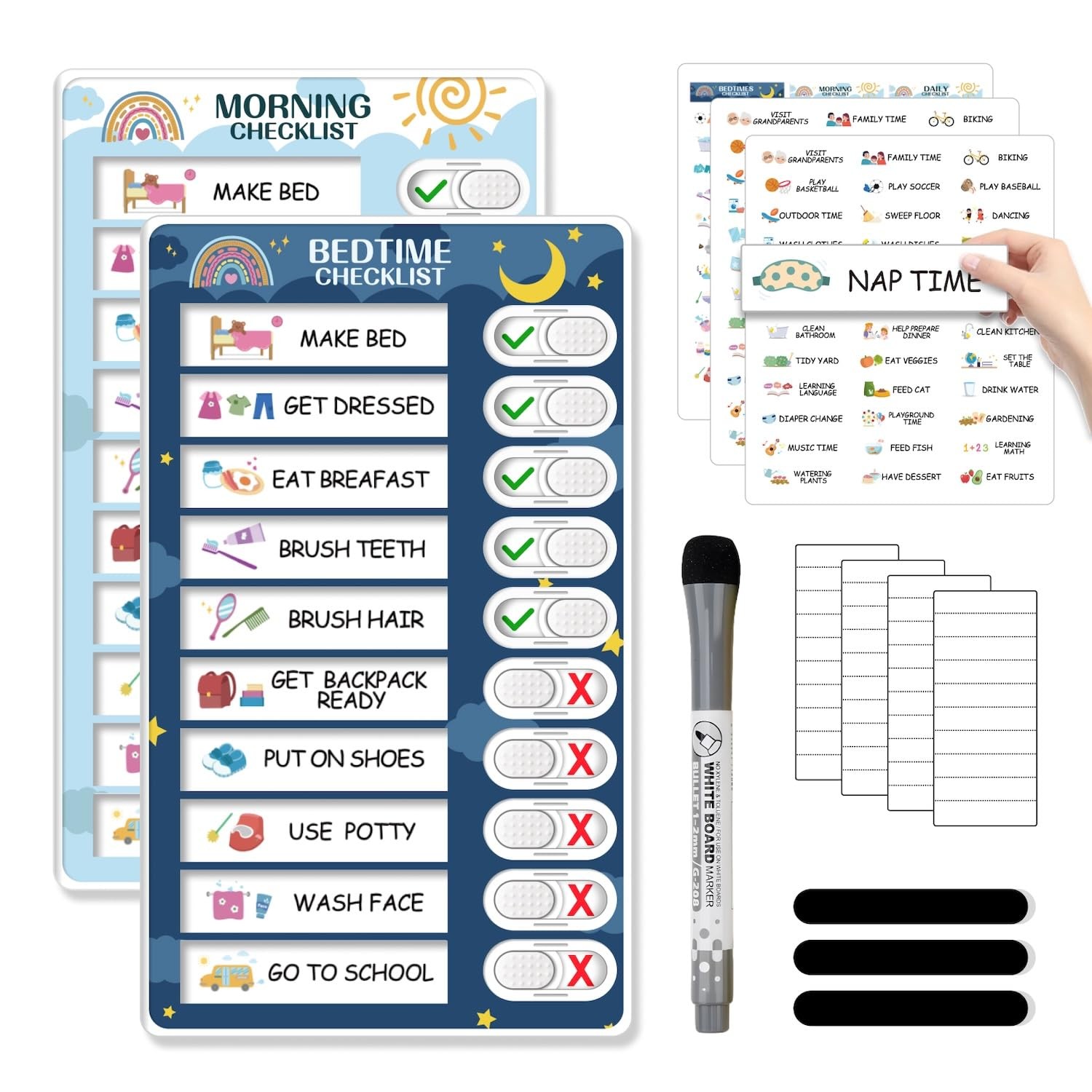 Kids Magnetic Bedtime Morning Routine Chart Visual Schedule ADHD Board