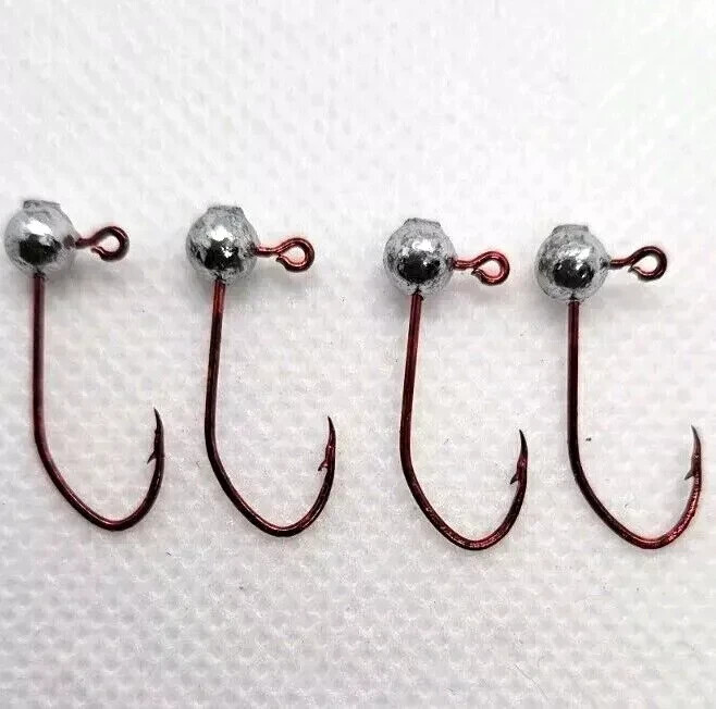 100 pcs 1/64 Lead Ball Jig Head Eagle Claw Little Nasty Red Sickle #10 IRISH JIG