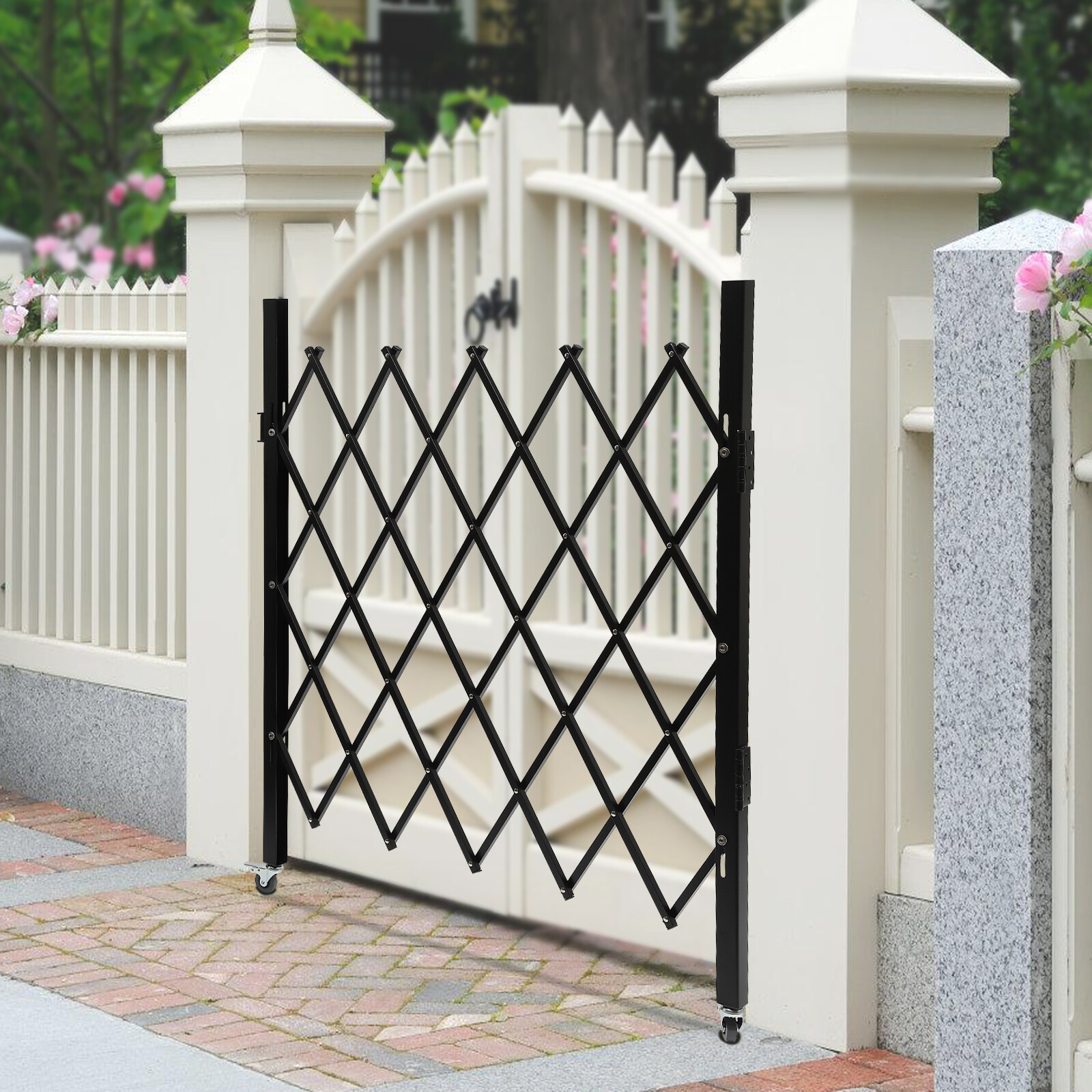 1.3m*93cm Single Folding Security Gate Folding Door Gate Rolling Barricade Gate