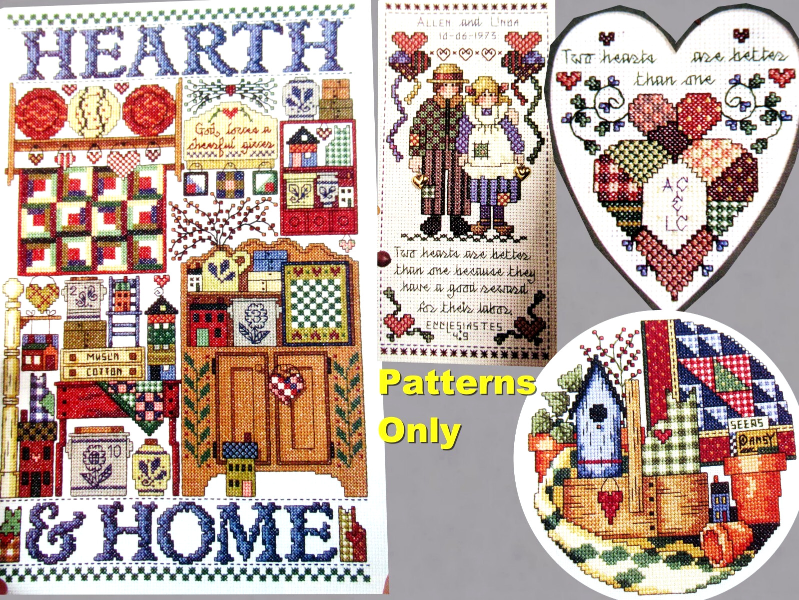 Hearth Home Sampler 2 Hearts Are Better Spring Birdhouse CROSS STITCH PATTERNS