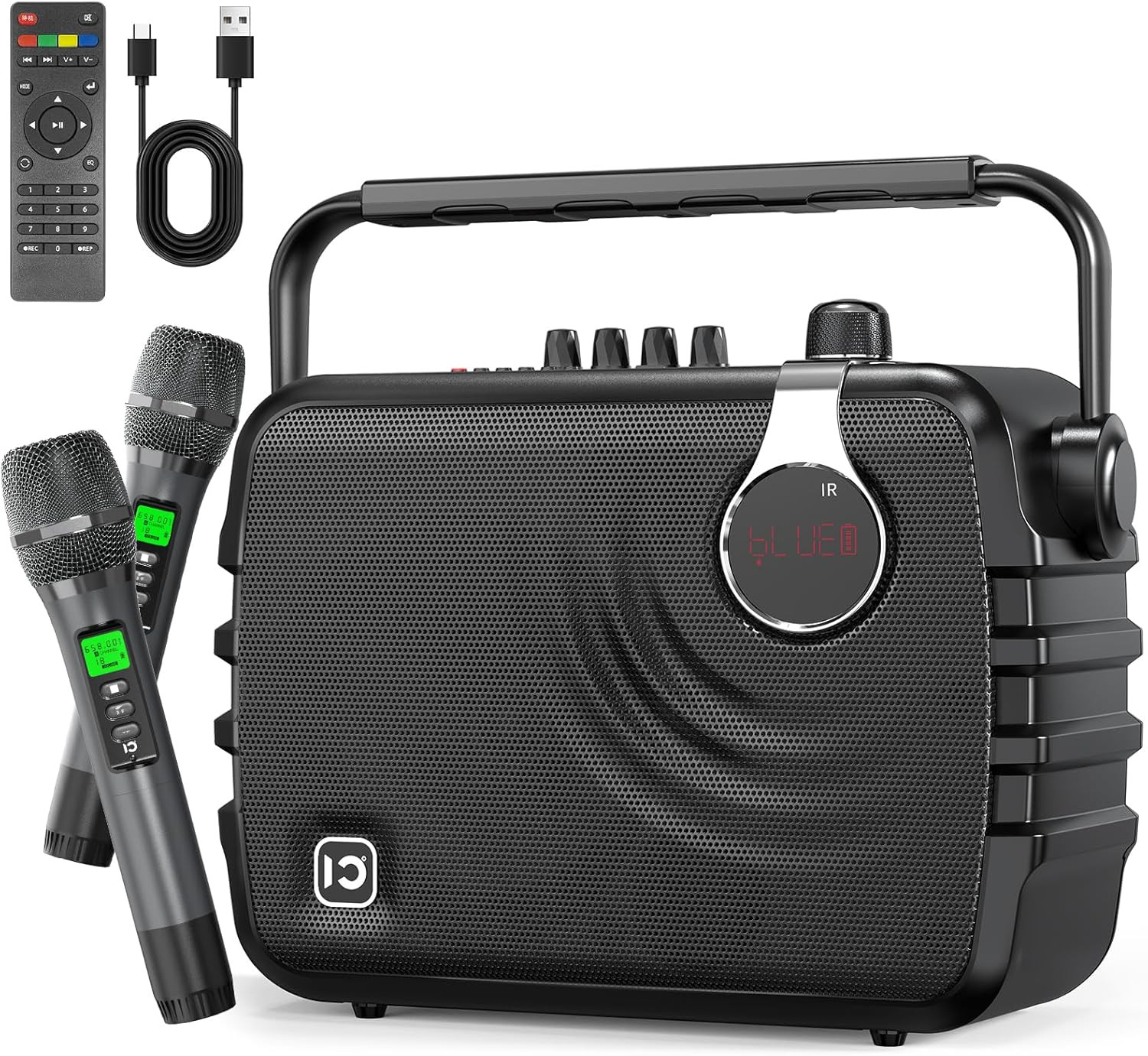 135W Portable Voice Amplifier with 2 Bluetooth Mics & PA System for Karaoke
