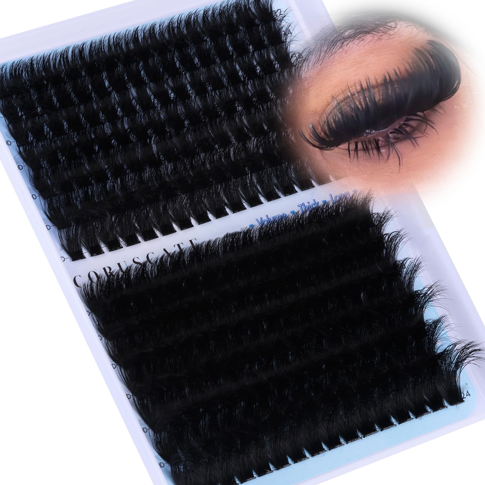 Lash Clusters 160D+260D Eyelash Clusters 12-24mm Long Lash Extension Thick Cl...
