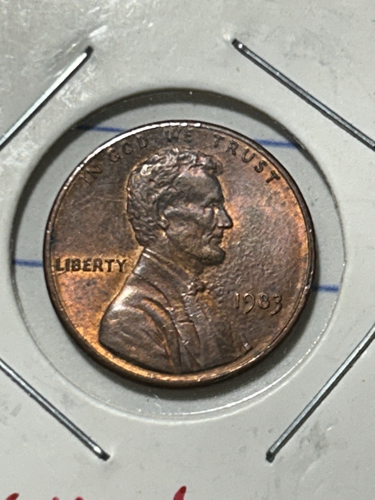 1983 P Lincoln Memorial Cent. Spiked Head Die Crack