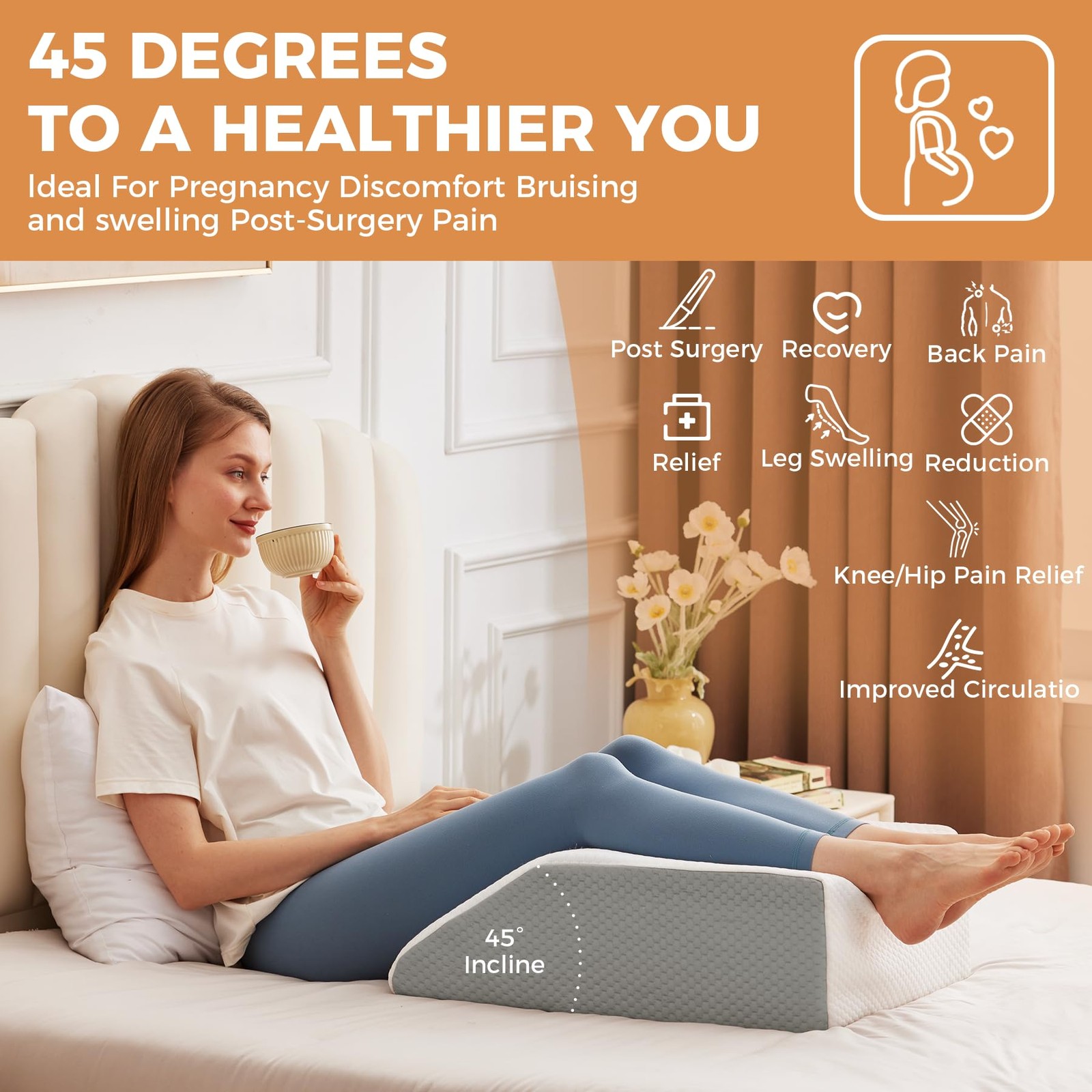 Leg Pillow Elevation Circulation, Leg Elevating Pillows for After Surgery, Sl...