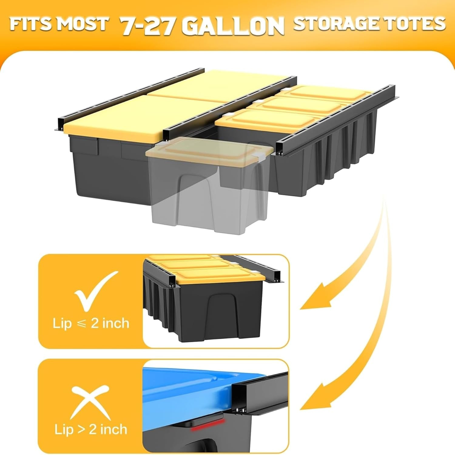 Overhead Tote Storage Rail System, Garage Ceiling Bin Storage Rack Heavy Duty Ad