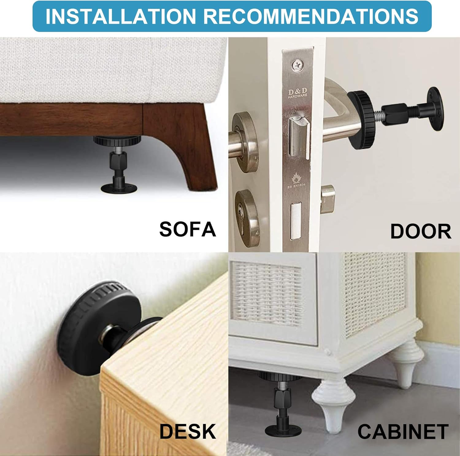 2PCS Black Adjustable Bed Frame Anti-Shake Tool, Headboard Stoppers with Free Fu