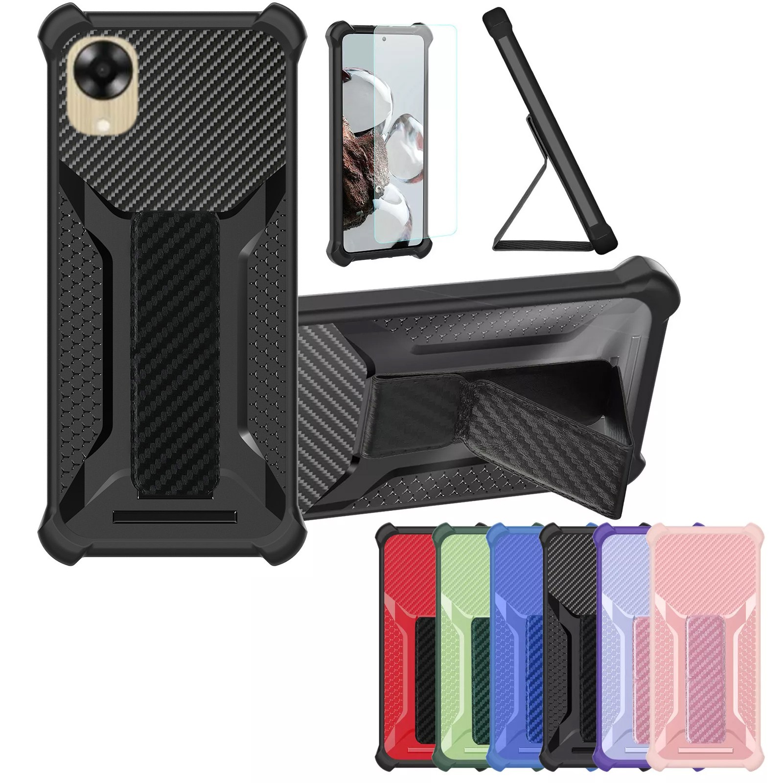 for Oppo A17k Phone Case Cover Glass Screen Protector A1