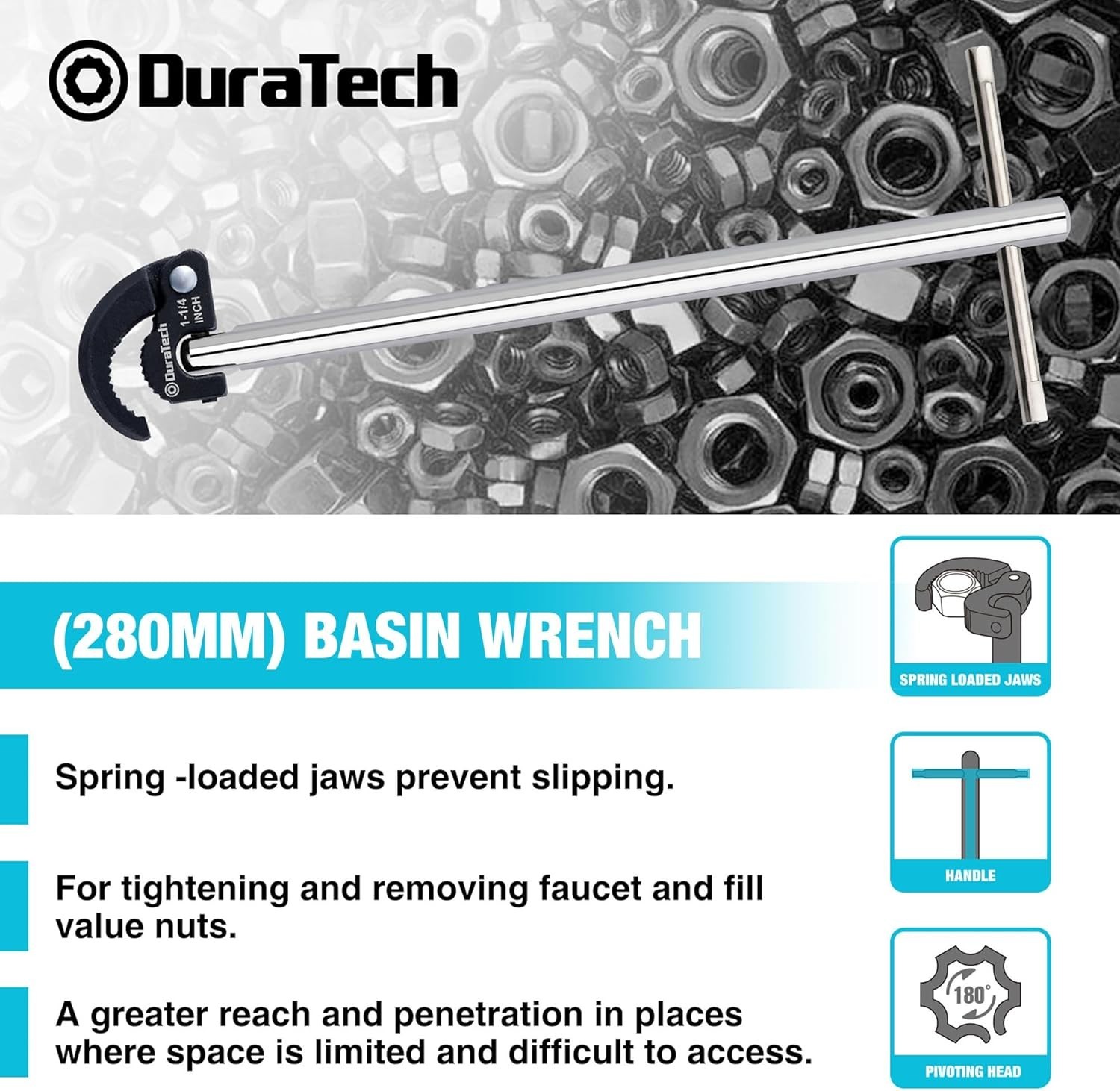 11" Adjustable Basin Wrench - Perfect for DIY and Professional Plumbing