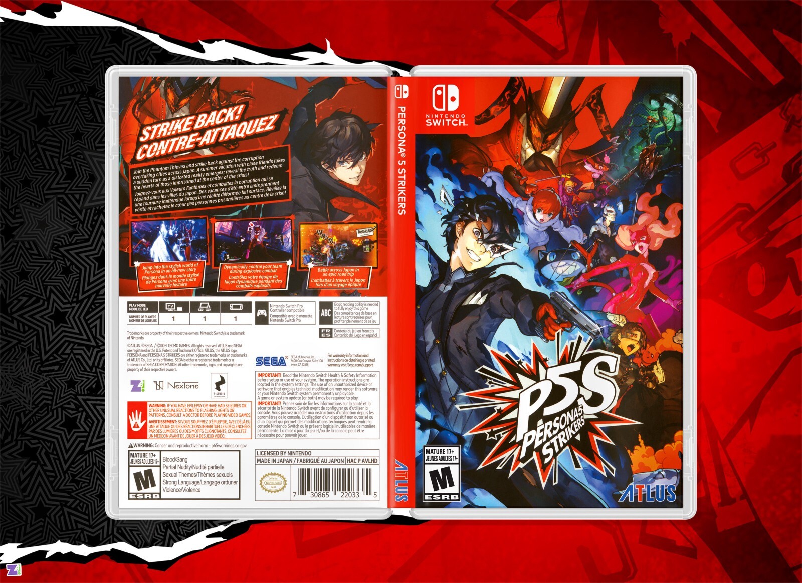 Persona 5 Strikers COVER ART: Replacement Insert / Case for Nintendo Switch