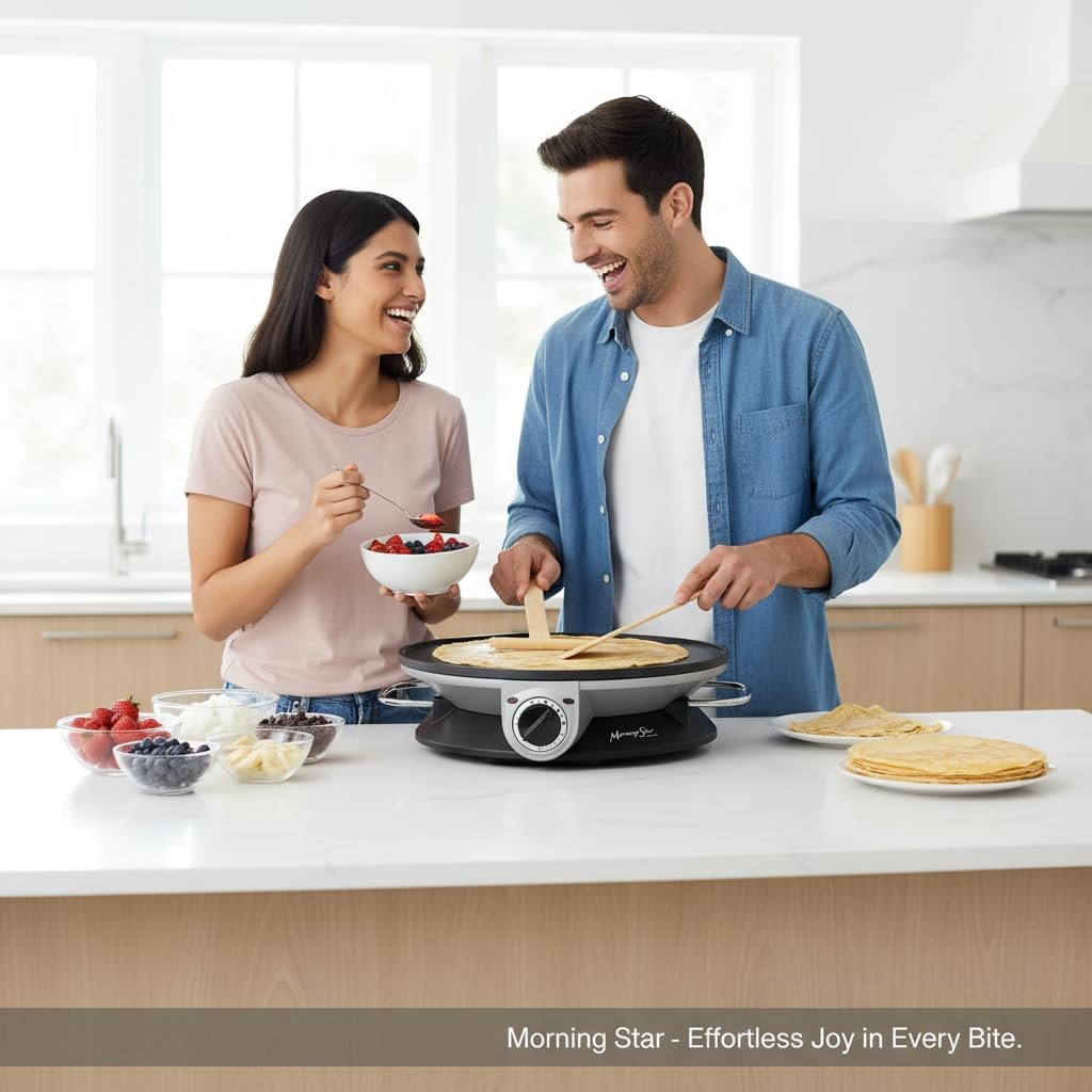 13" Electric Crepe Maker, Nonstick Pancake Griddle, Adjustable Temperature Co...