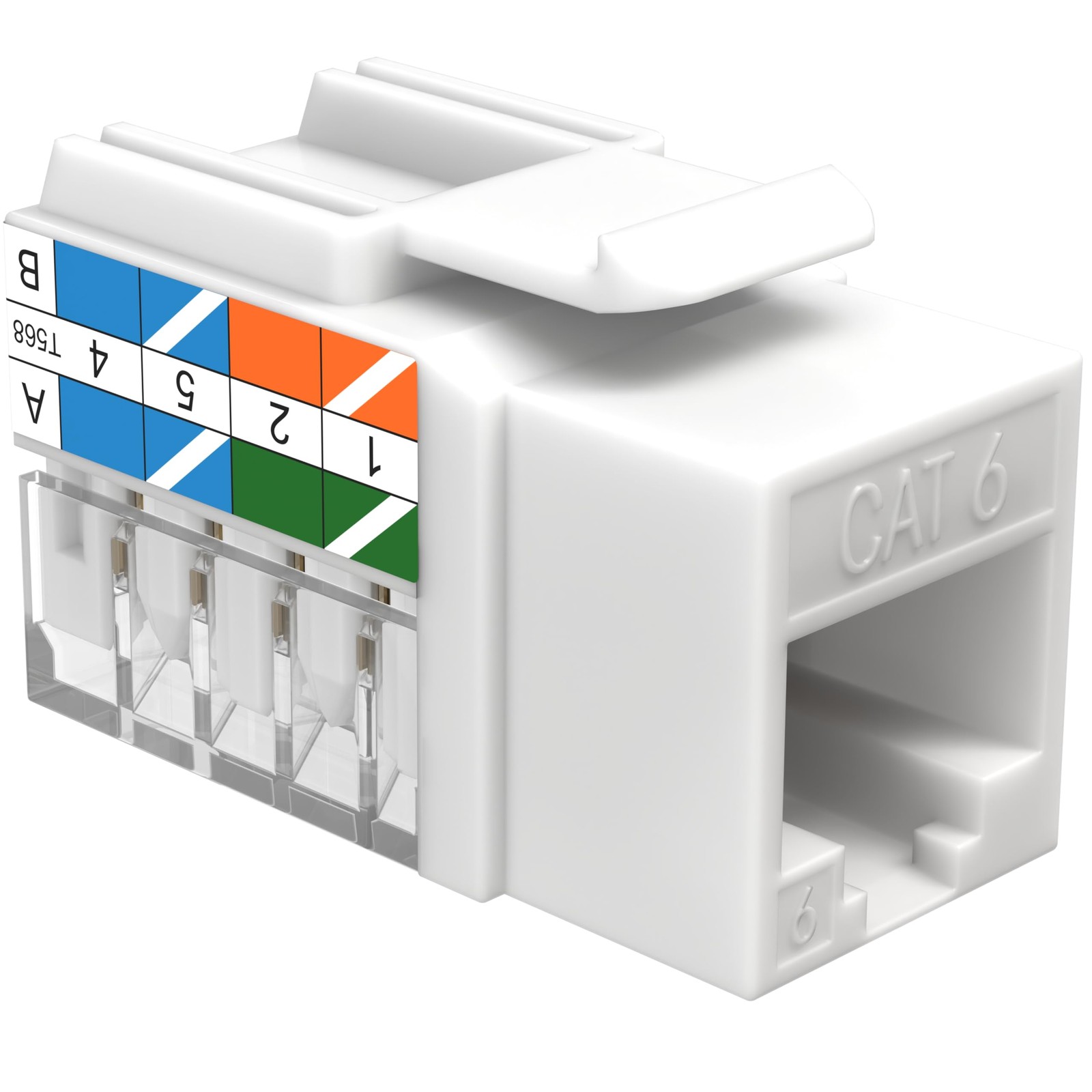 50 Pack Cat6 Keystone Ethernet Wall Jacks RJ45 Punch 50 PCS, White