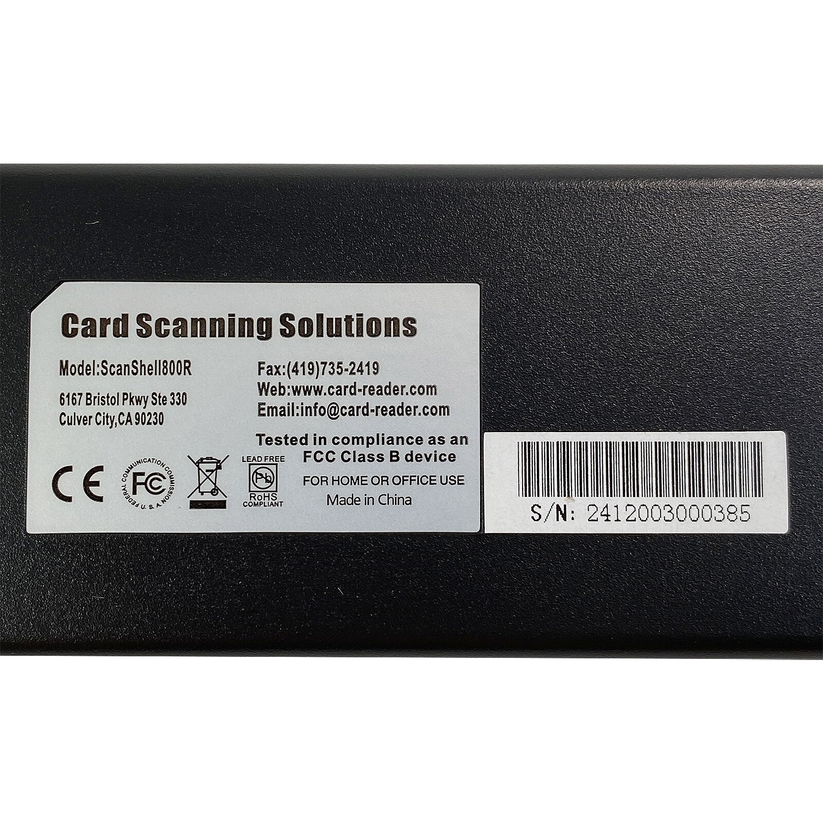 CSSN (Acuant) ScanShell 800R ID Card Document Scanner w/USB Cable TESTED