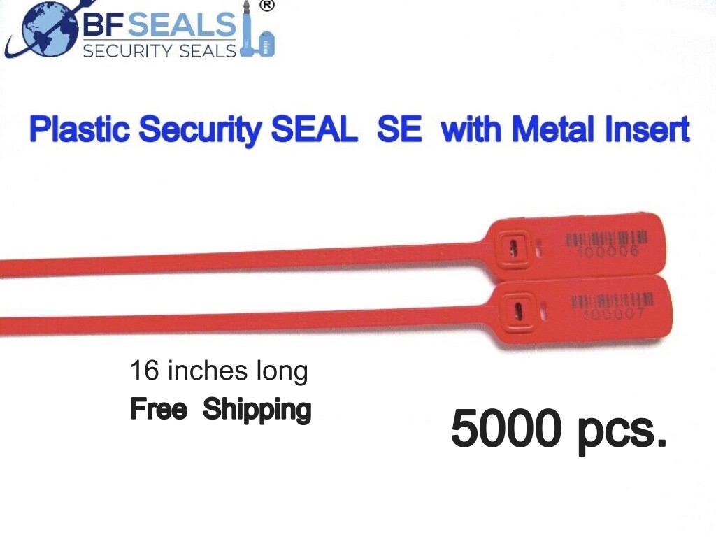Security PLASTIC SEAL SE, Adjustable, 100 pcs, 16" numbered, RED. BF-30SE15