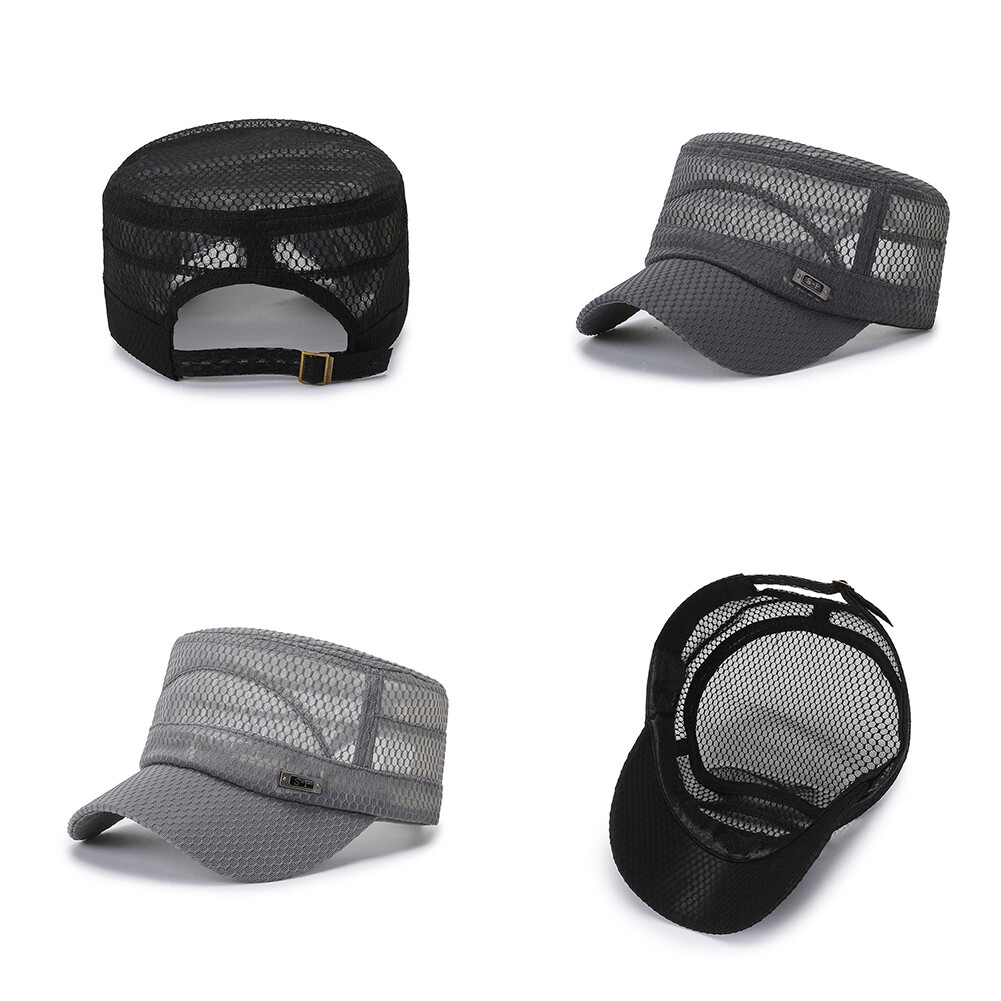 US 3 Pack Summer Men's Mesh Flat Cap Army Hat Cadet Castro Military Patrol Bas