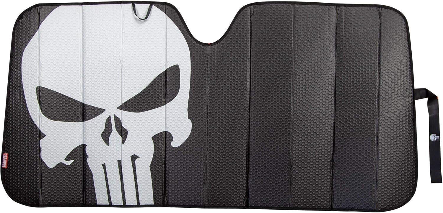 Marvel Punisher Front Windshield Accordion Folding Sunshade by Plasticolor