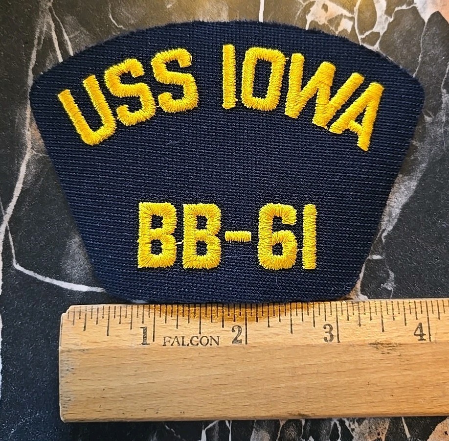 USS Iowa BB-61 4.5” by 3” BC Hat Shoulder Patch NOS