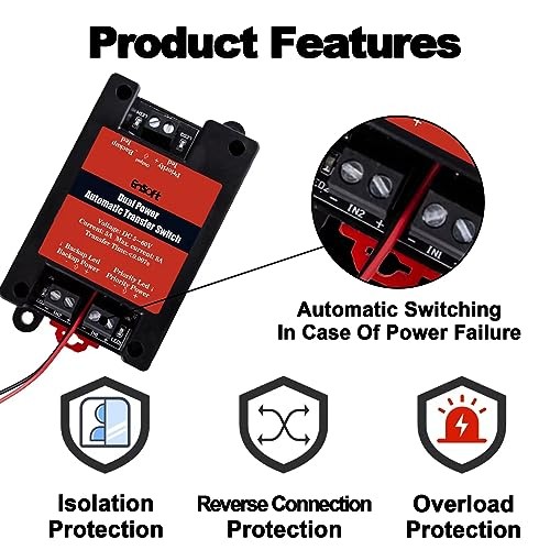 DC 5-60V Dual Power Automatic Tranfer Switch,Two Ways Without Power Outage