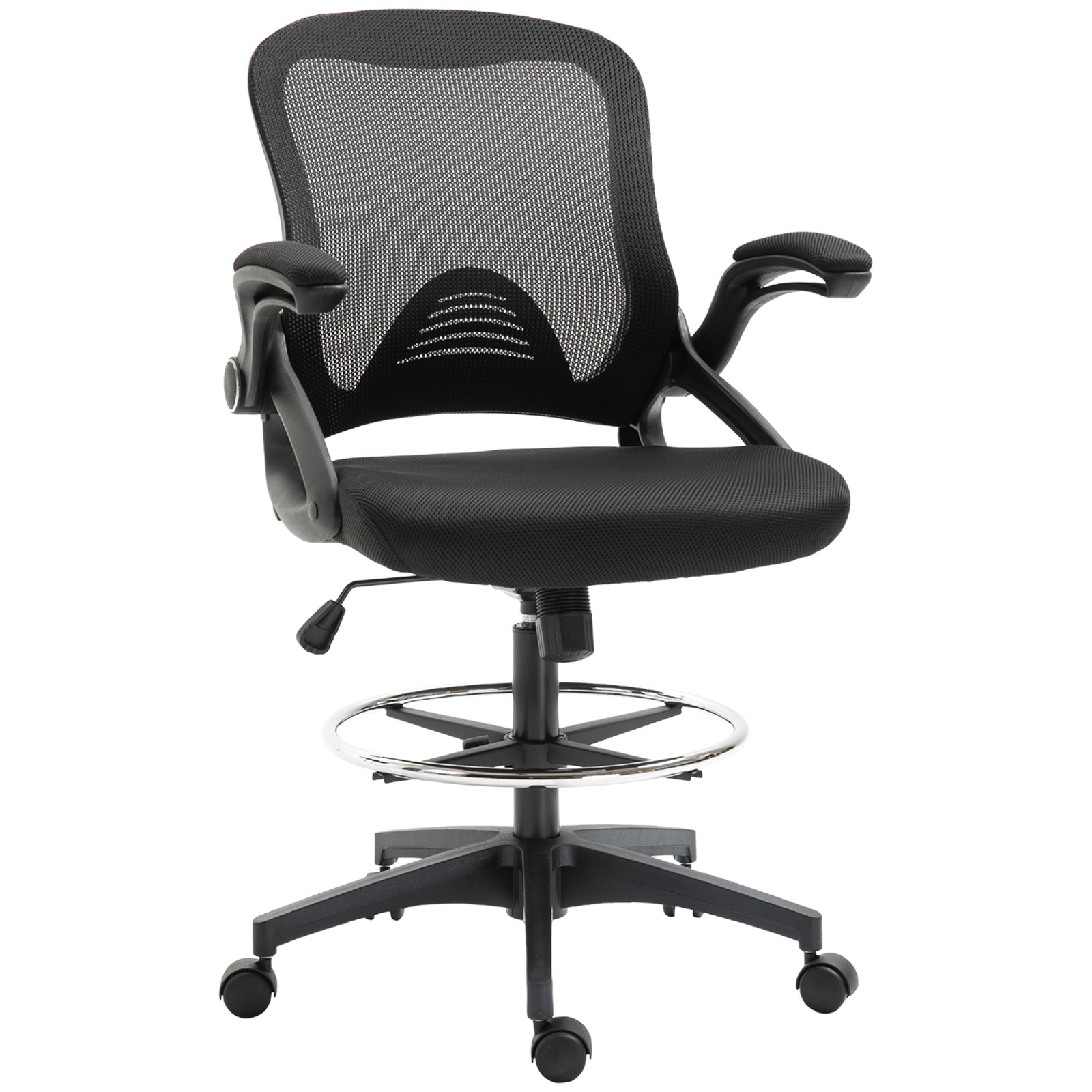 Tall Office Chair Mid-Back Drafting Chair W/ Adjustable Height Lumbar Support