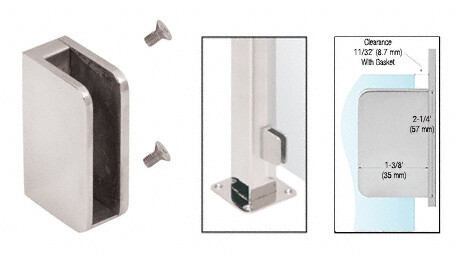 CRL SA96FBS Brushed Stainless 1/4" Closed Bottom Left Hand Flat Base Glass Clip