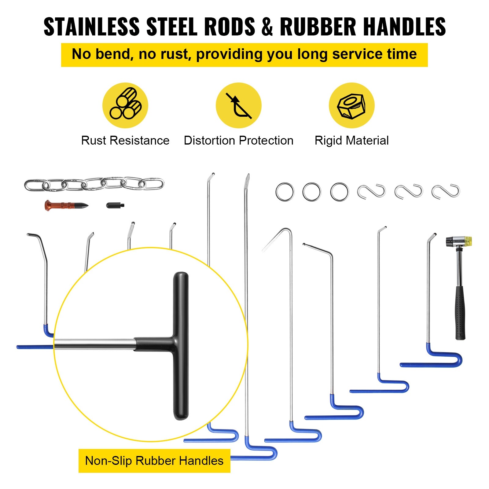 VEVOR 20Pcs Car Push Puller Rods Dent Removal Paintless Tools Repair Hammer kit