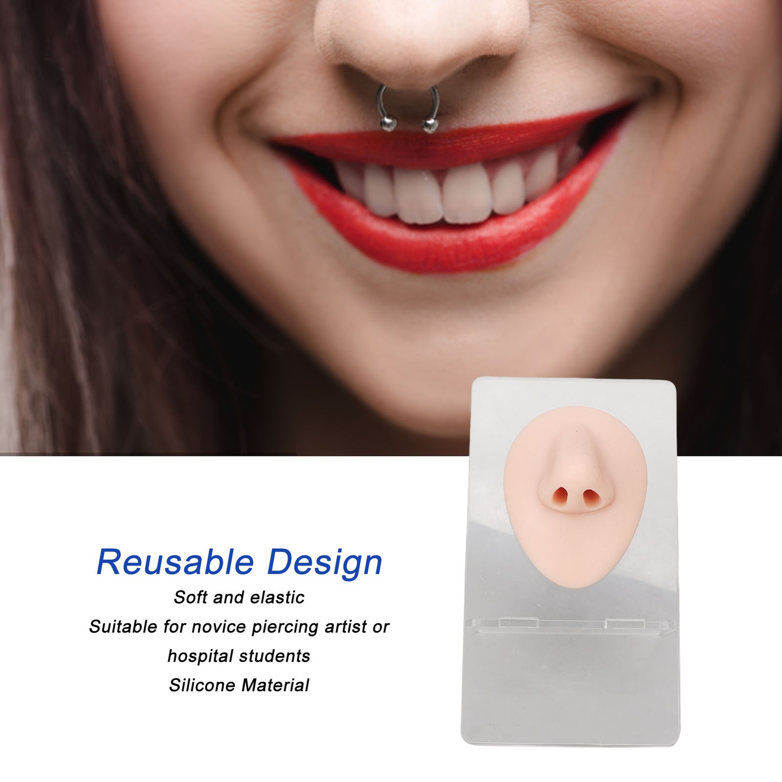 3pcs Silicone Nose Model 3D Simulated Nose Model With Acrylic Stand For Pier HPT