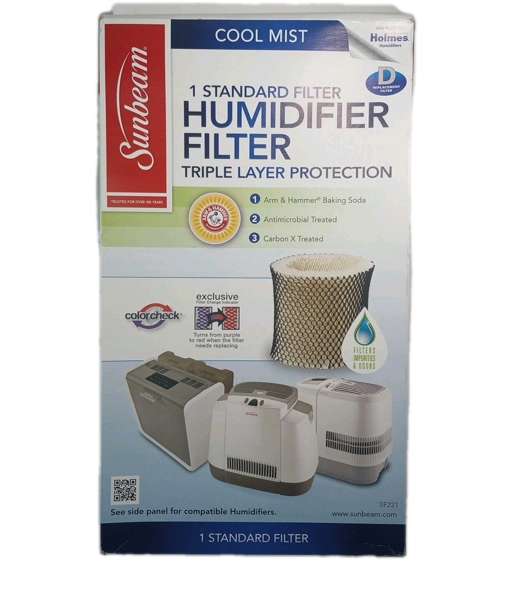 SUNBEAM SF221 Coolmist Humidifier Filter Holme Triple Layer Protection 1 Filter