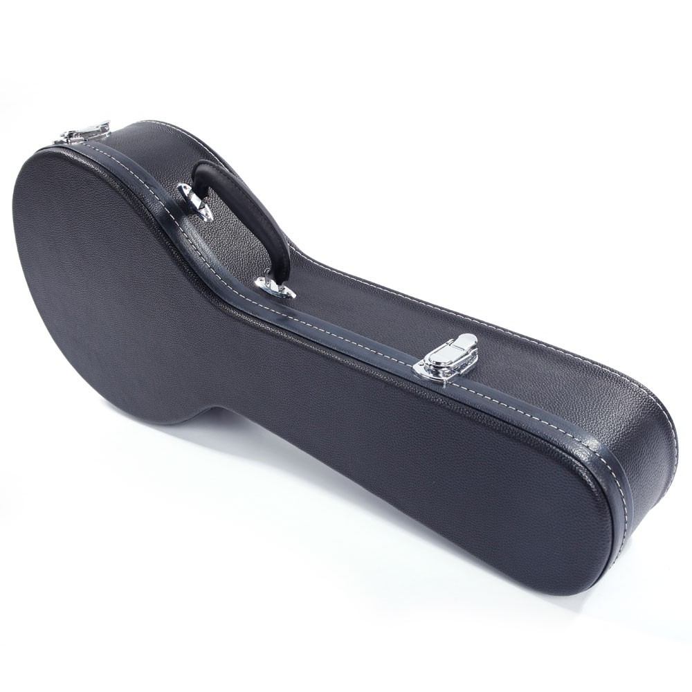 Hardshell A-Style Microgroove Pattern Leather Wood Mandolin Case Black