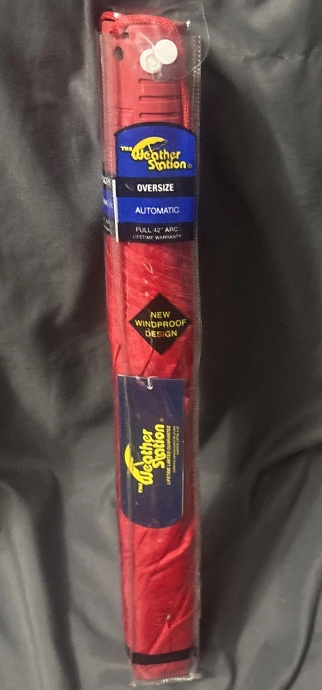 Windproof Automatic Umbrella 42” Arc-Red Umbrella Oversized w Lifetime Warranty