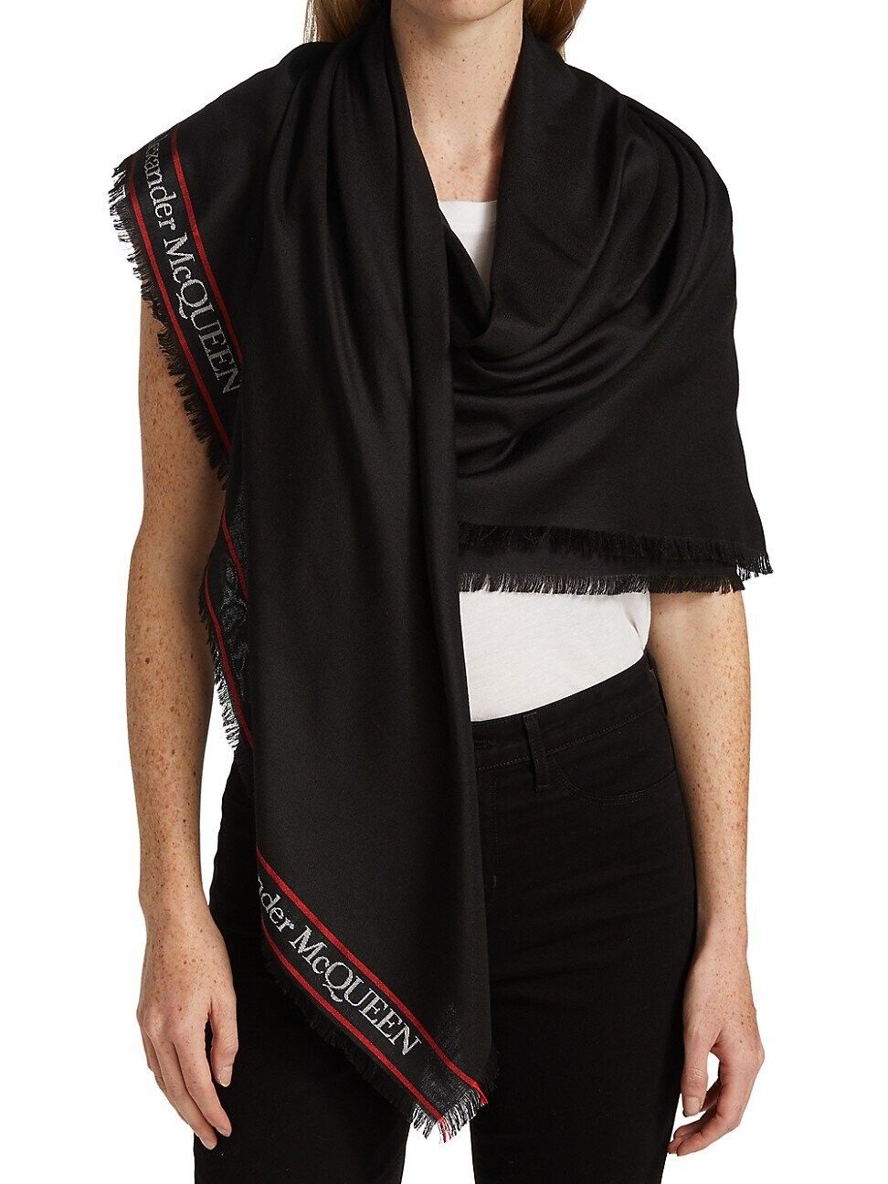 Alexander McQueen Silk Wool Logo scarf/shawl [retail $640]