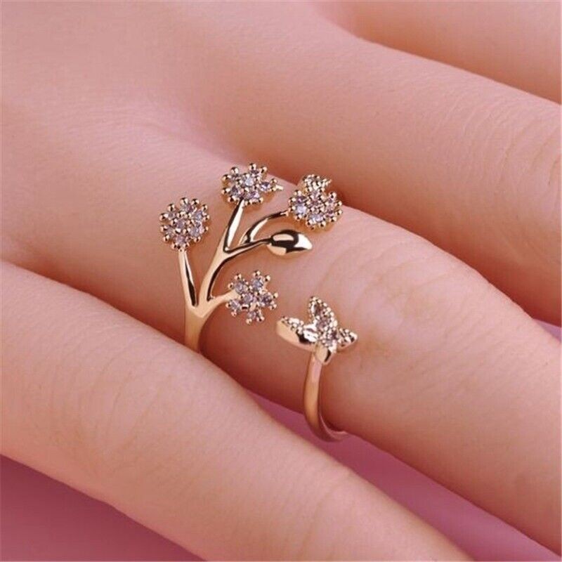 Adjustable Ring   Silver Rose Gold Rings Jewelry Cubic Zirconia Women