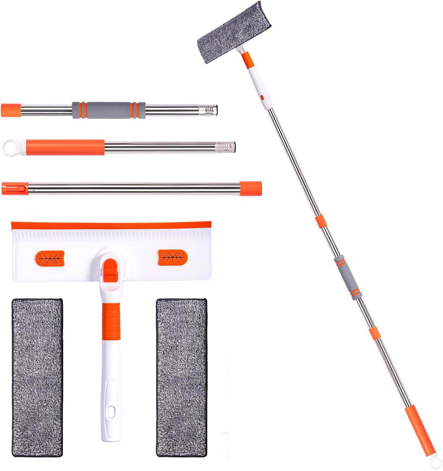 Professional Window Squeegee 2-In-1, Window Cleaner with 55" Extension Pole, Pre