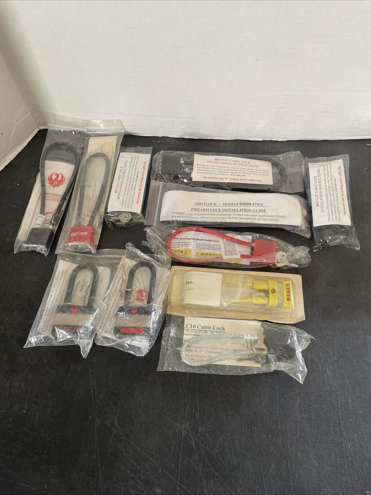 Gun Cable Lock Lot Of 11 New Cable Lock & Key Various Brands Ruger, Shot Lock