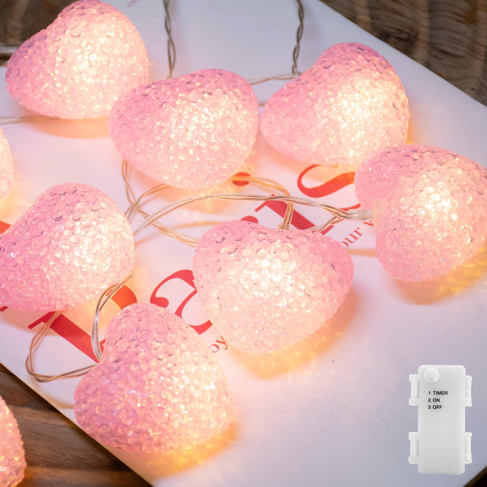 Best YOLIGHT Pink Heart String Lights 6.5ft 10 LED Valentines Lights Battery