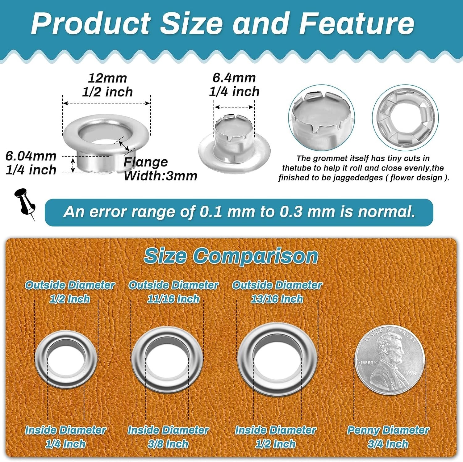 Eyelet & Grommet Tool Kit - 803 Pieces including 400 Eyelets & Washers