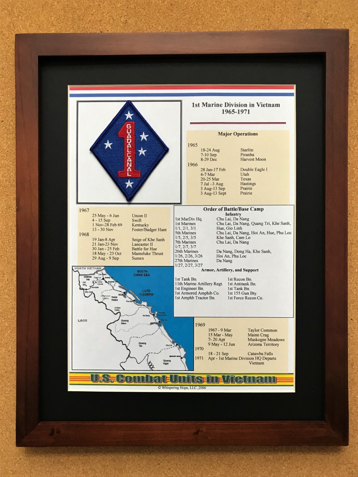 1st Marine Division, Vietnam, 11" x 14" with Black Matting
