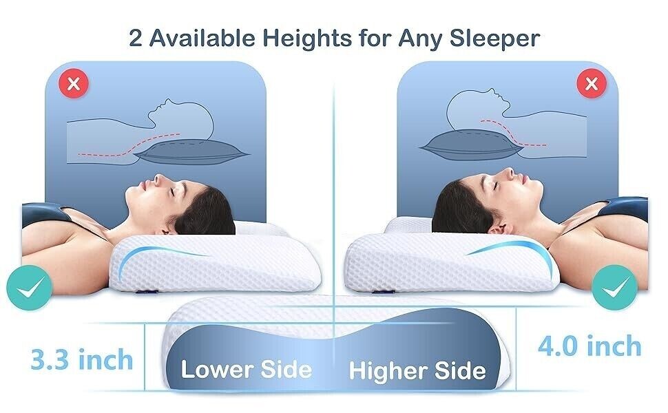 Cervical Neck Pillows for Pain Relief Sleeping, Ergonomic Built-in Neck Roll